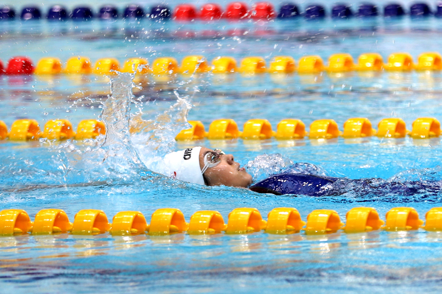 江西省第十六屆運動會青少年部（青少年組）游泳比賽開賽。鄭飛華攝