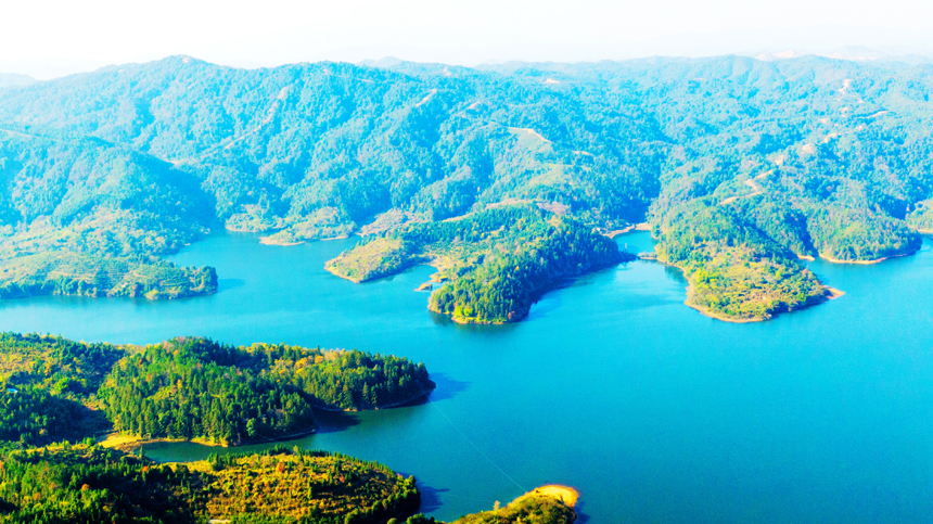 航拍鏡頭下的禮亨水庫。詹繼成攝