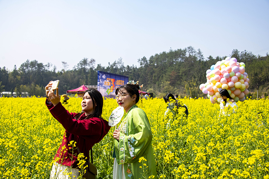 游人賞花觀景，盡享美好春光。詹繼成攝