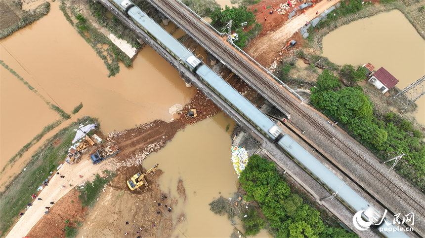 豐城市麗村鎮清豐堤潰口順利合龍。 人民網記者 時雨攝