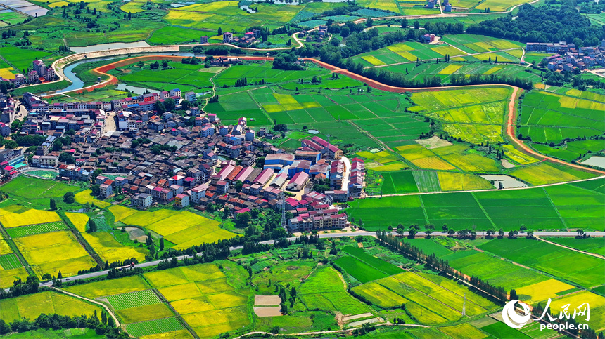 航拍豐城市石灘鎮裴家村，風景秀美如畫。人民網 朱海鵬攝