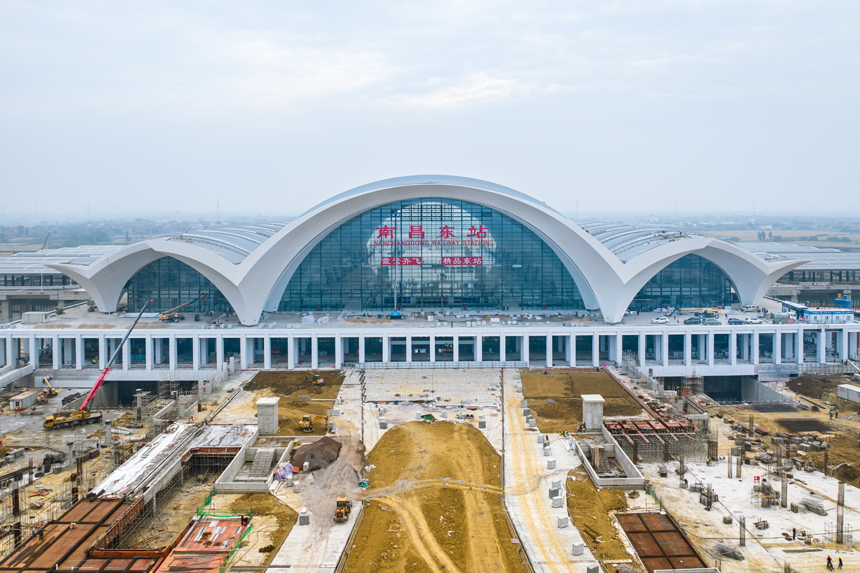 航拍南昌東站。張萌飛攝