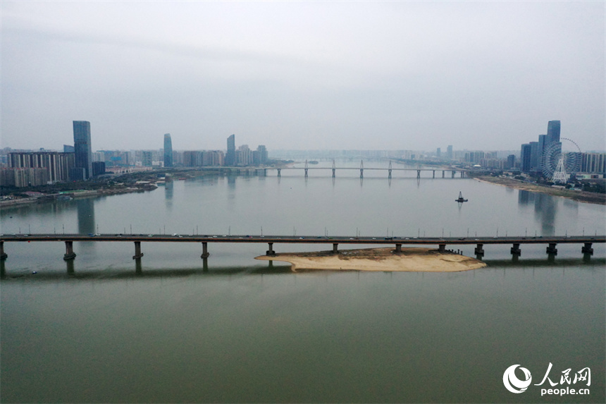 3月3日贛江南昌段水位實況。受持續降雨影響，水位上漲。 人民網記者 時雨攝