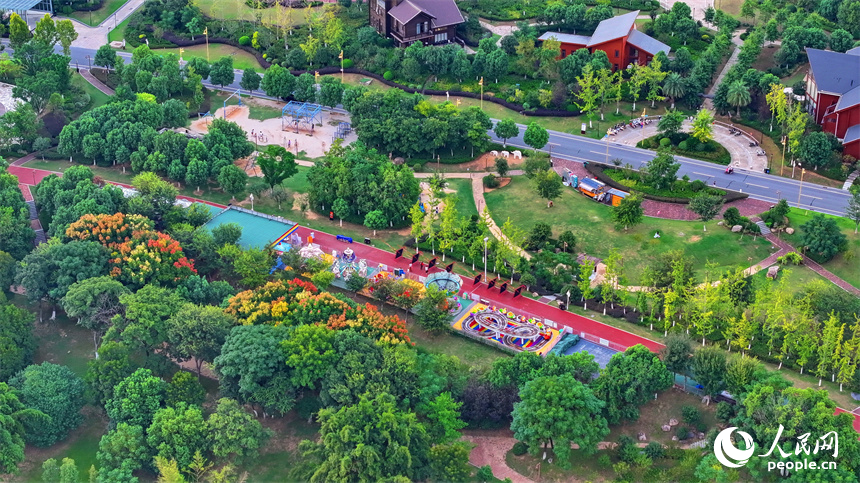 秋日里的南康家居小鎮景色美不勝收。人民網 朱海鵬攝
