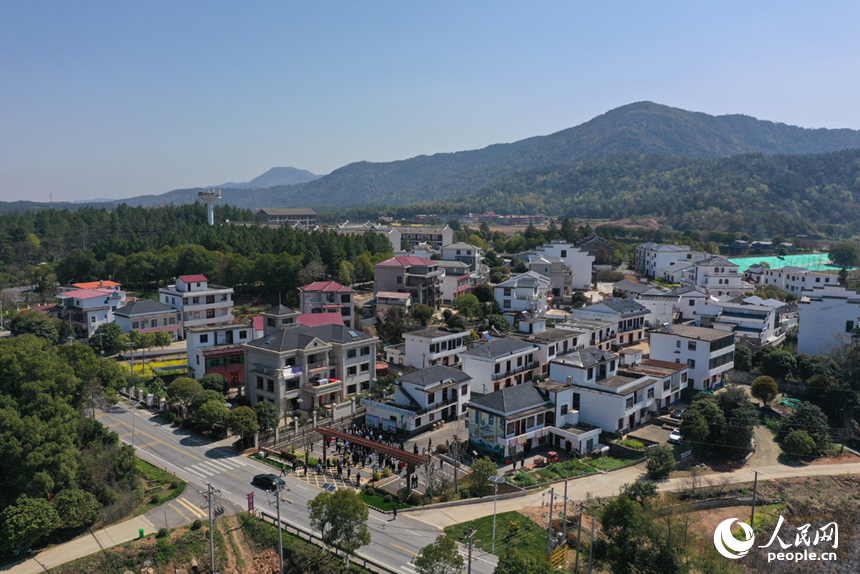 航拍鏡頭下的安義縣長埠鎮車田村民居錯落有致。人民網記者 時雨攝