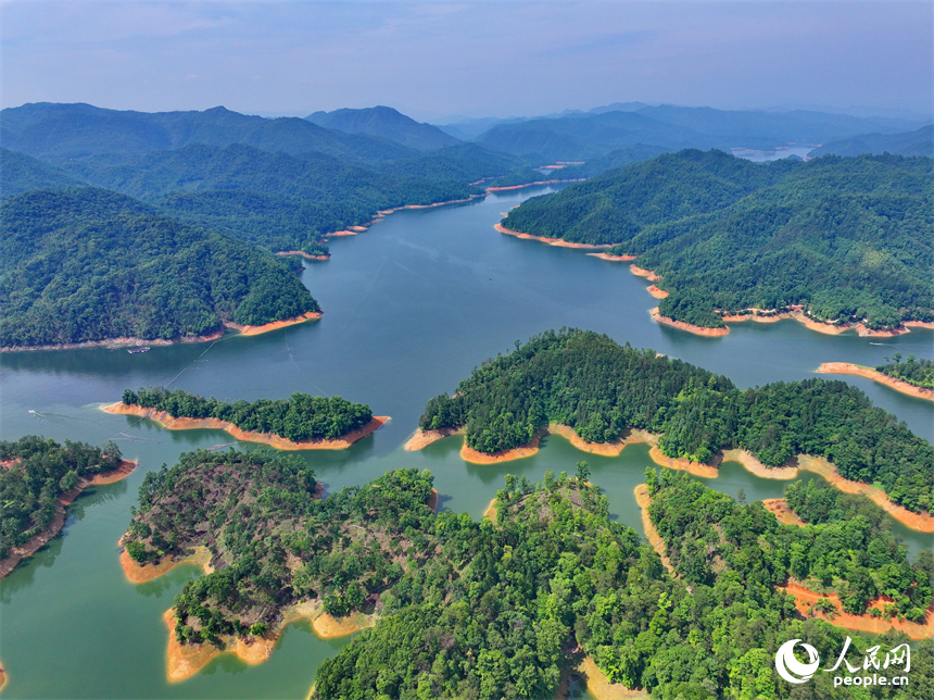 贛州市崇義縣陽明湖國家濕地公園內的贛南樹木園，林木蔥郁，水源充沛，風光旖旎。人民網 朱海鵬攝