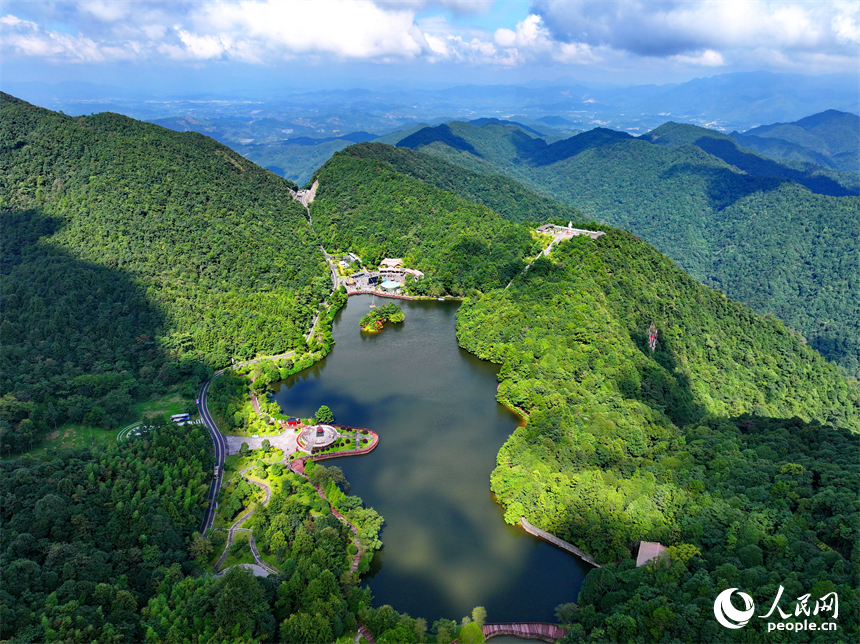 許多游客在安遠縣三百山景區玻璃棧道游玩。人民網 朱海鵬攝