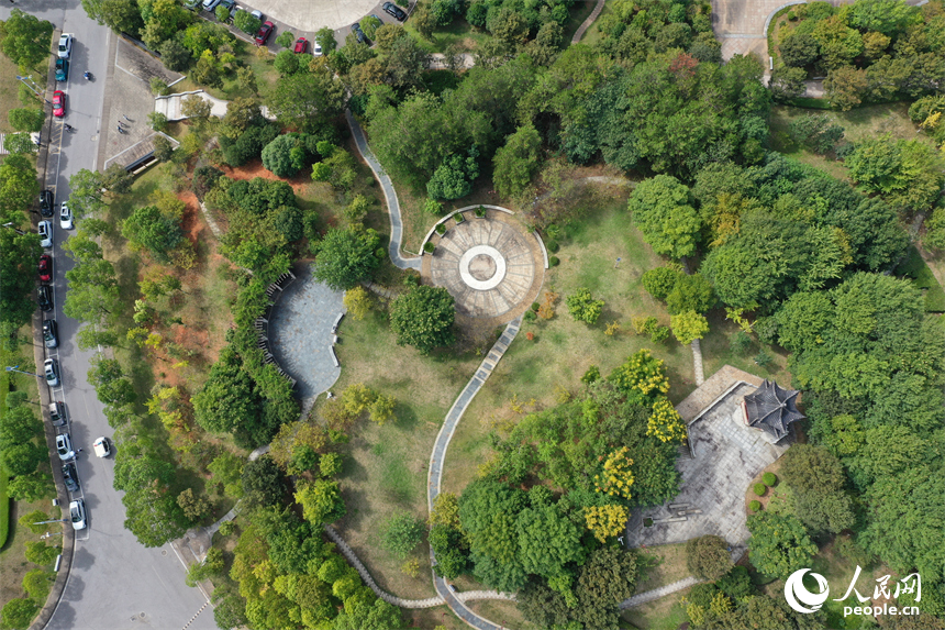 航拍鏡頭下的撫州醫藥學院校園。人民網記者 時雨攝
